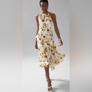 Ruffle Halter Midi Dress